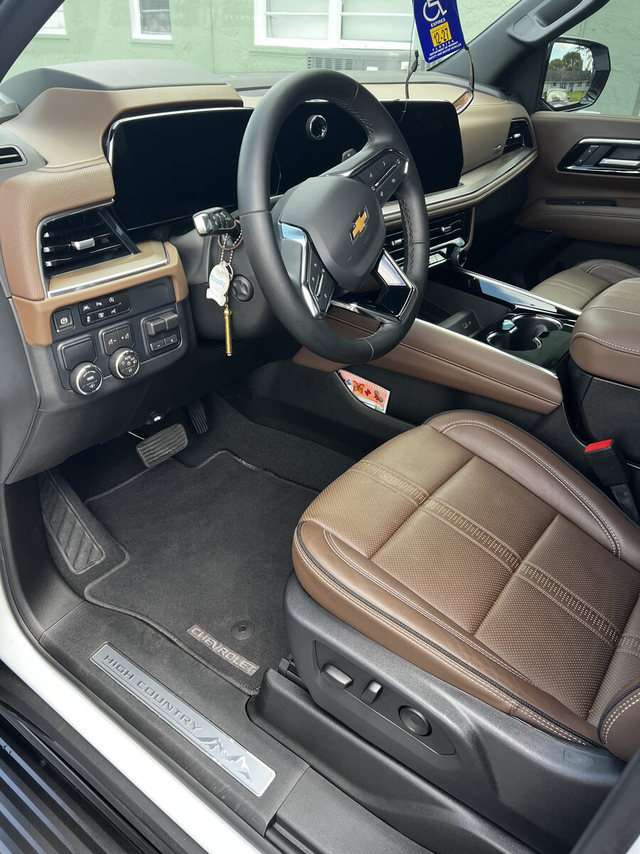 Clean Chevrolet High Country leather interior after detailing service